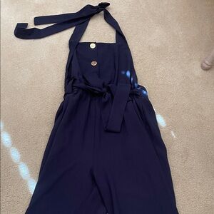 Navy Blue Jumpsuit with Tie Straps open back
